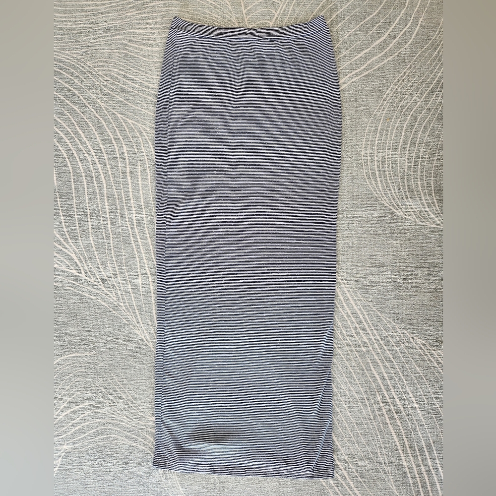 Simons Navy and White Striped Maxi Bodycon Skirt